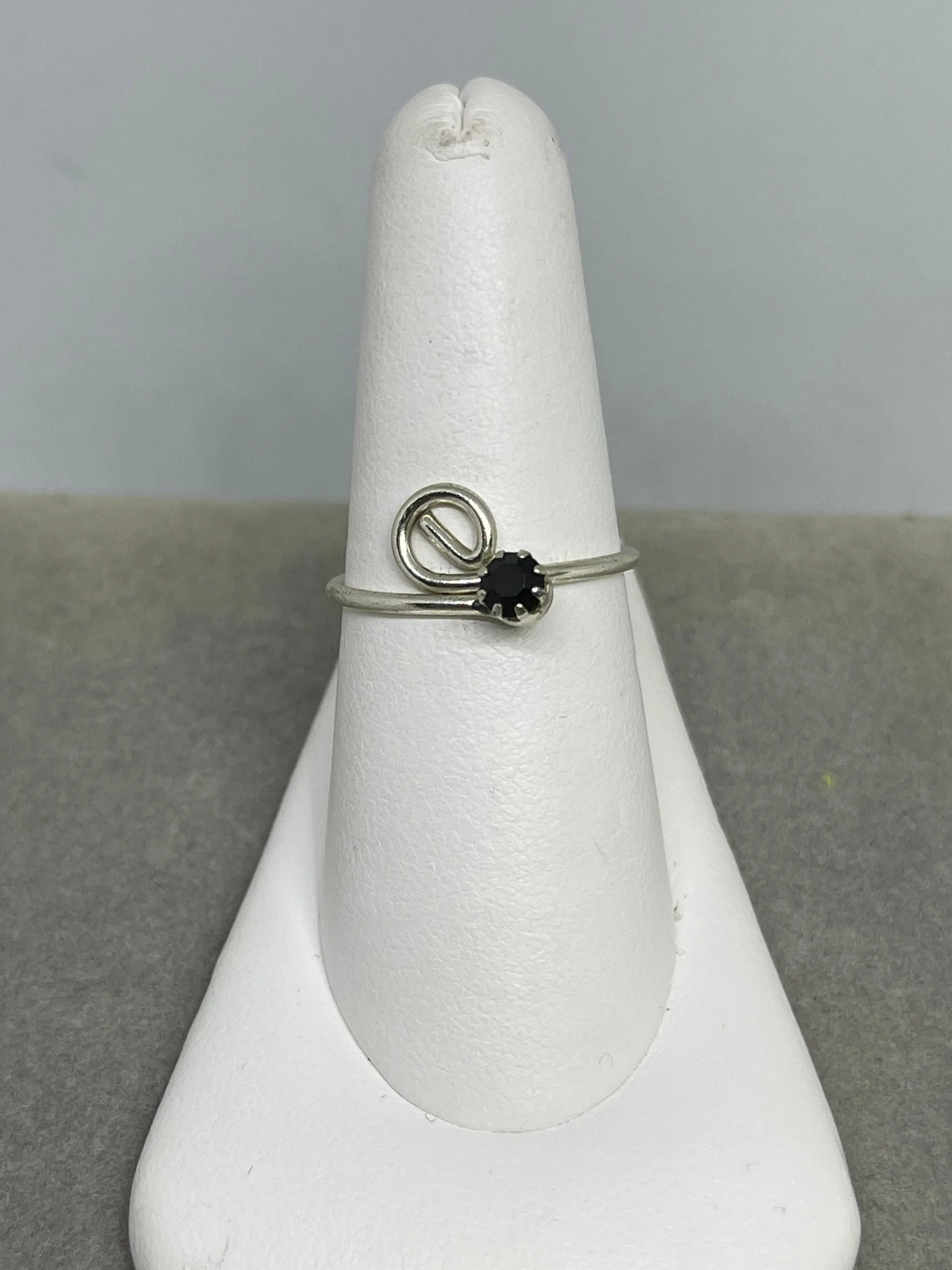 Midnight Sapphire Sterling Silver Adjustable Ring (Size 7-11)