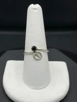 Midnight Sapphire Sterling Silver Adjustable Ring (Size 7-11)