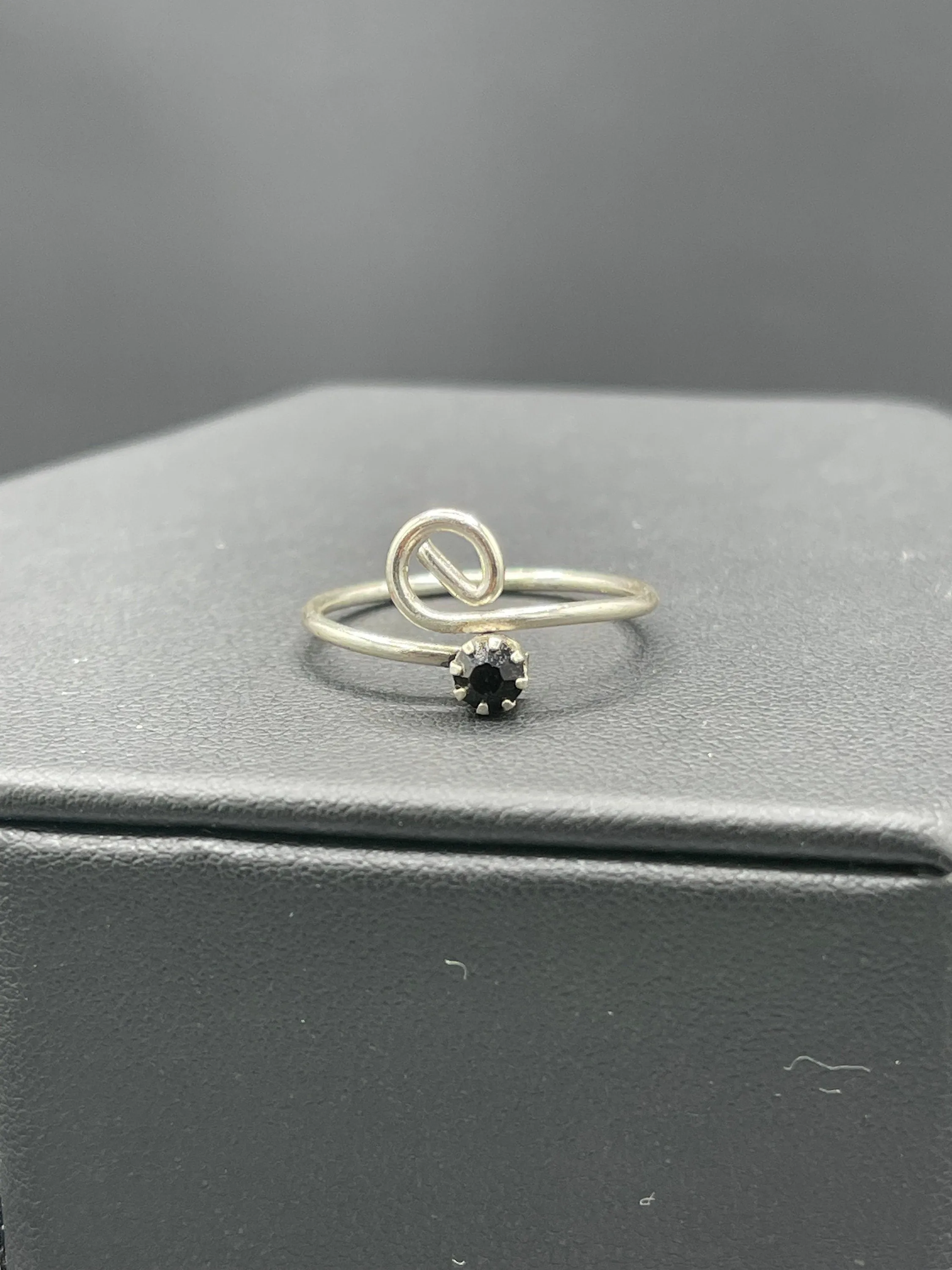 Midnight Sapphire Sterling Silver Adjustable Ring (Size 7-11)