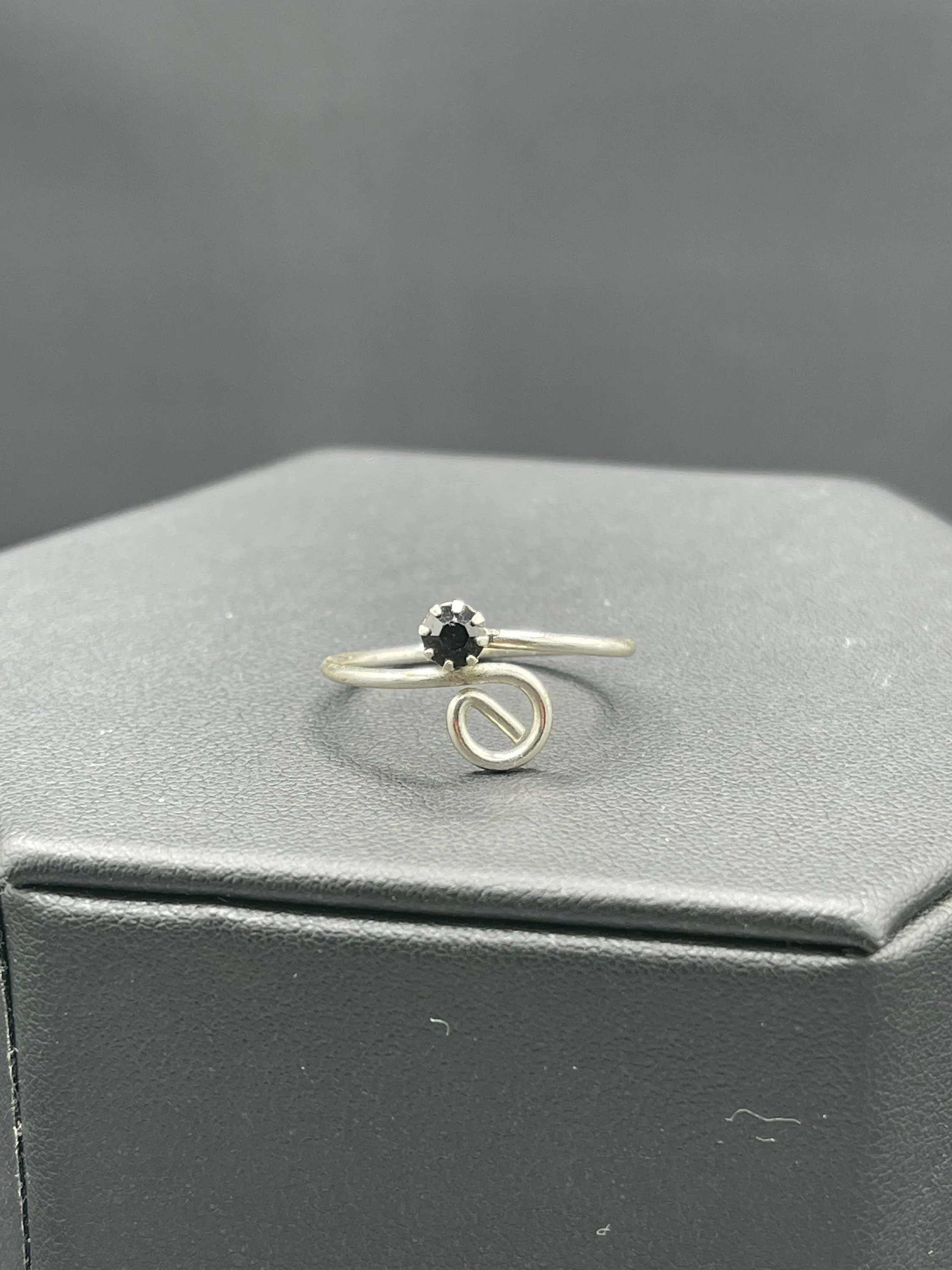 Midnight Sapphire Sterling Silver Adjustable Ring (Size 7-11)