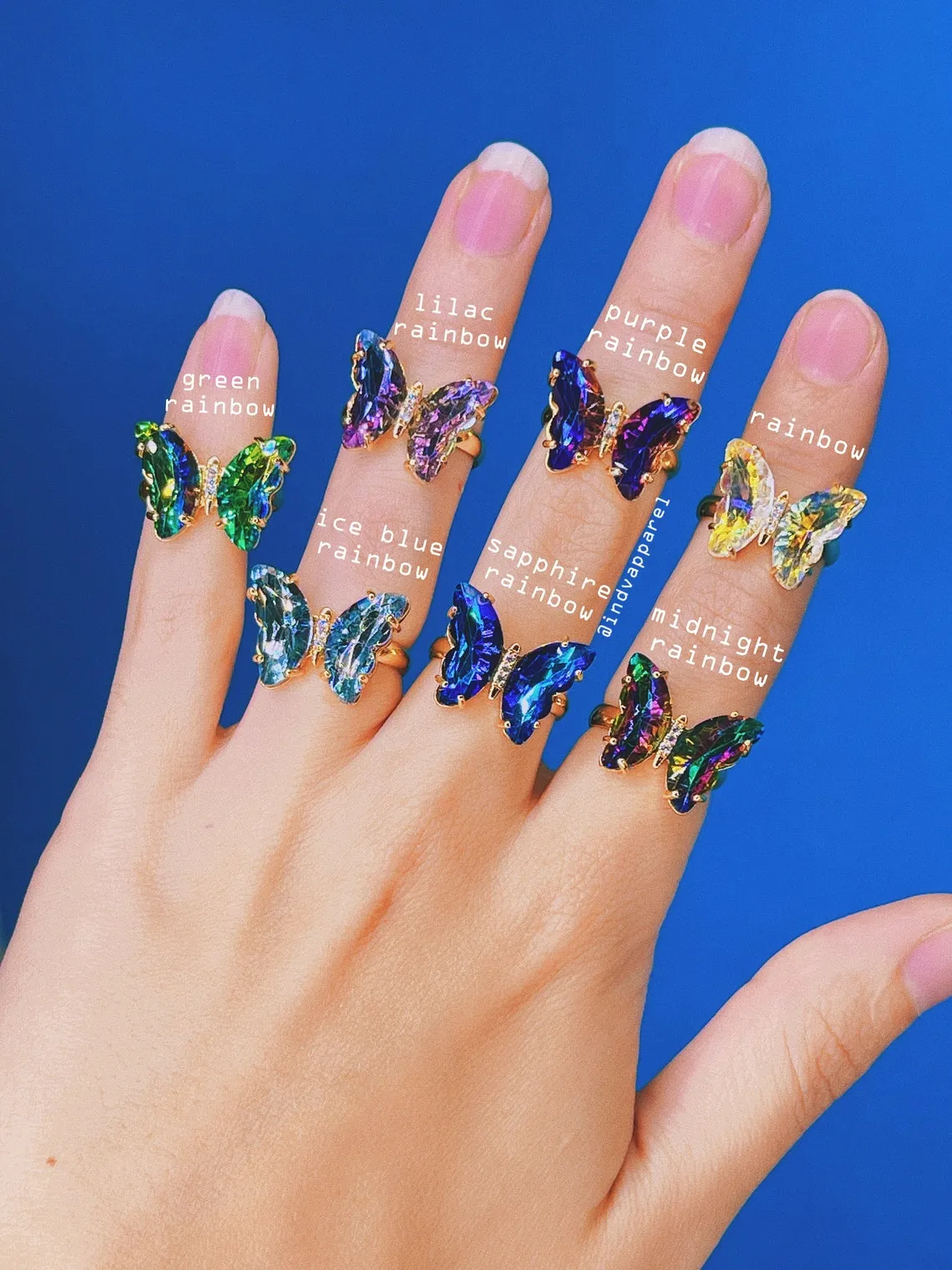 Mini Crystal Glass Butterfly Ring