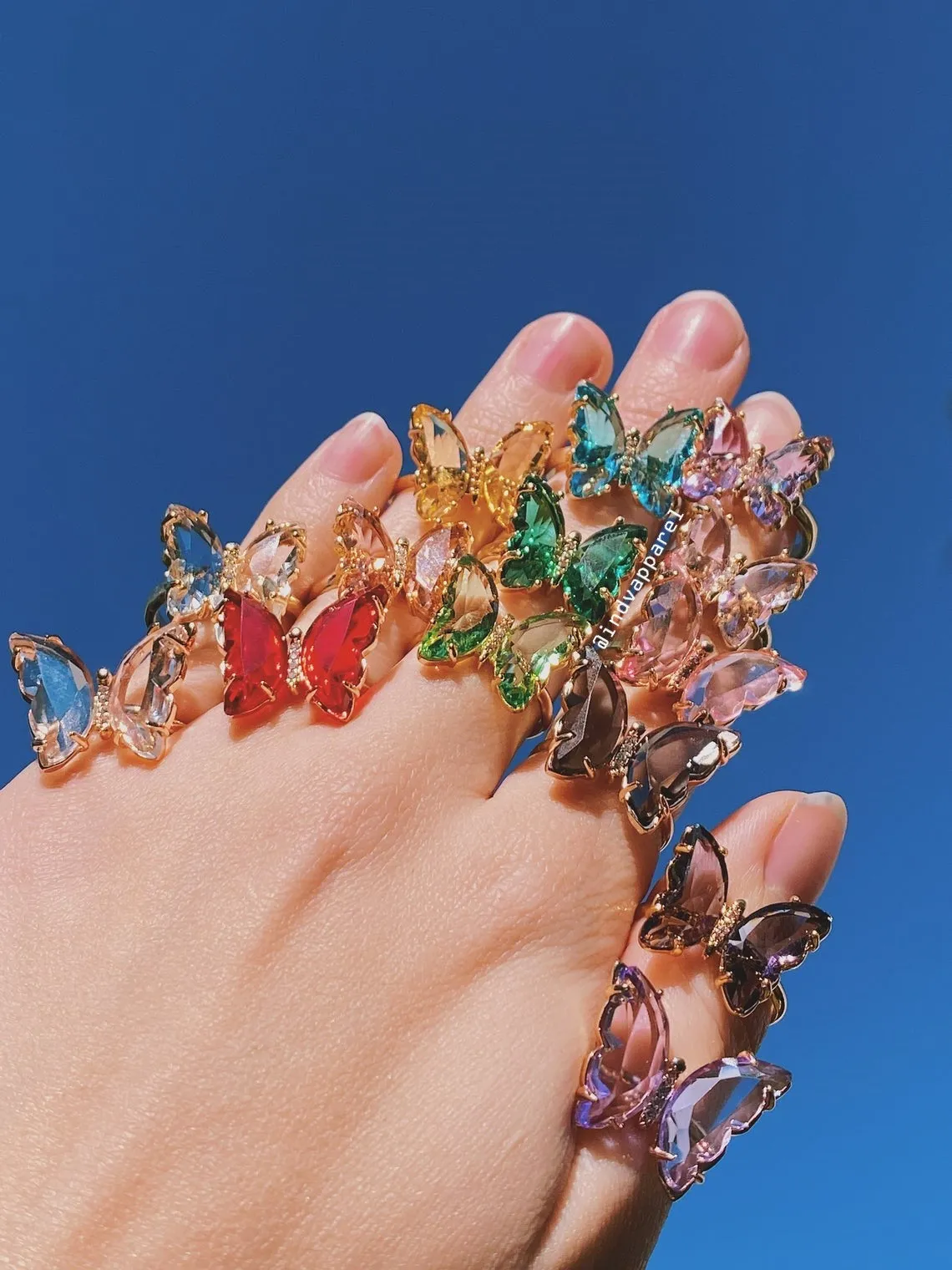 Mini Crystal Glass Butterfly Ring