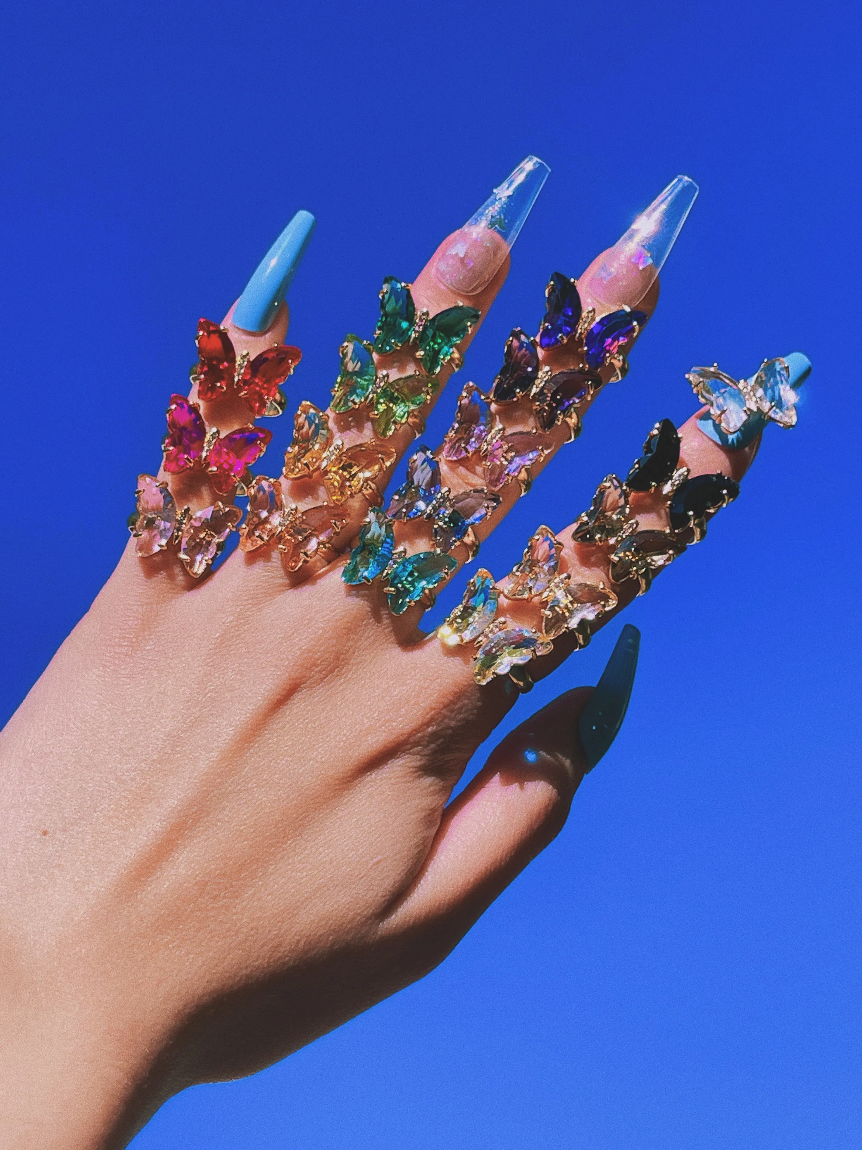 Mini Crystal Glass Butterfly Ring