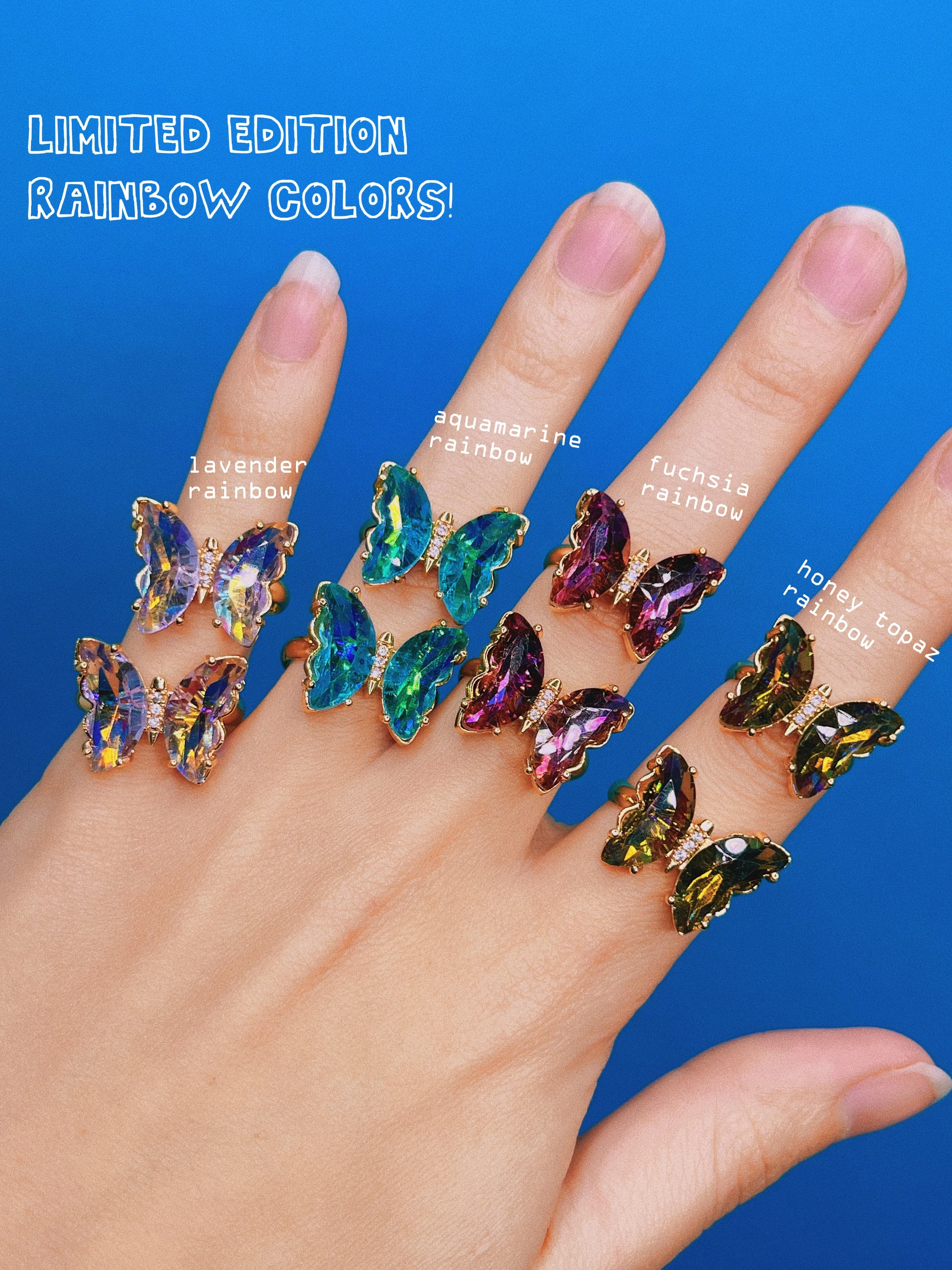 Mini Crystal Glass Butterfly Ring