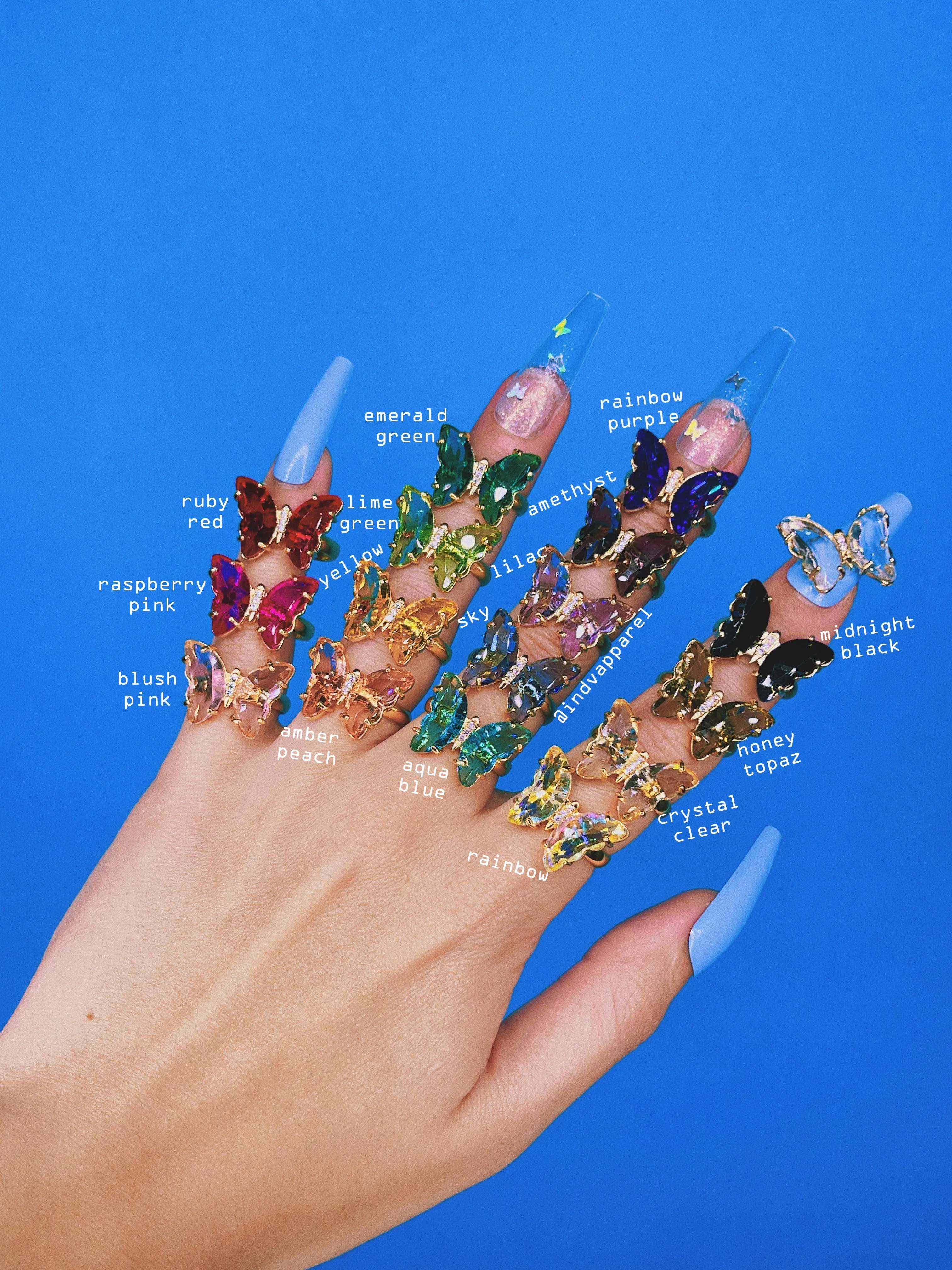 Mini Crystal Glass Butterfly Ring