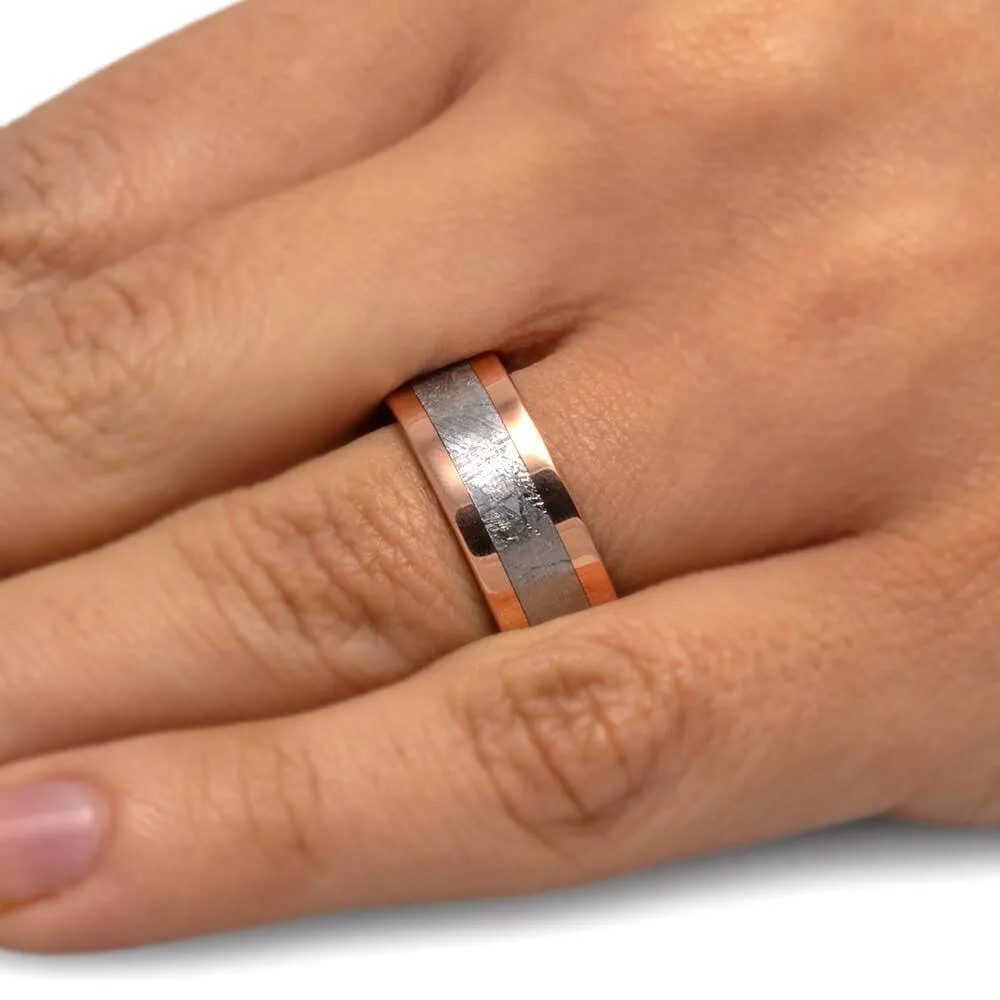 Mixed Metal Meteorite Ring with Gold and Titanium