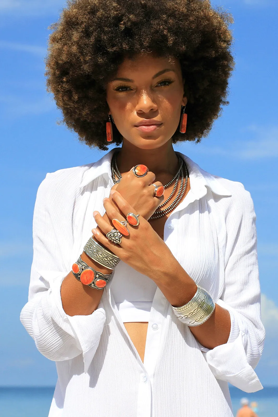 Modern Orange Spiny Oyster Ring size 7 1/2