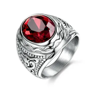 MOLIAM Retro Gothic Cool Male Rings with Red Stone Stainless Steel Ring For Men Fashion Jewelry MLBR162