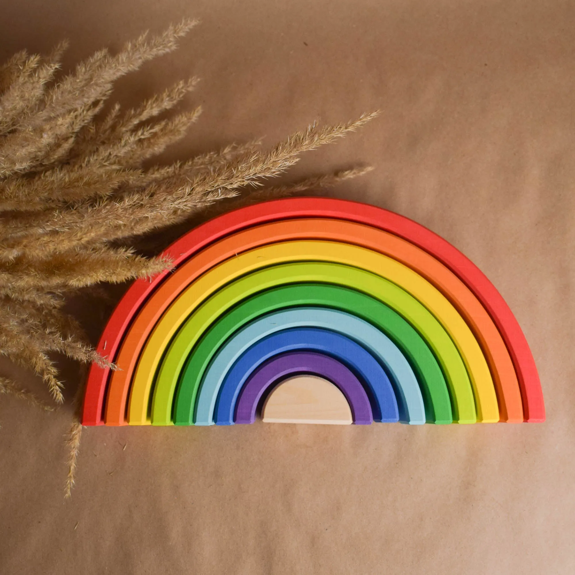 Montessori Wooden Rainbow Stacker Toy 9 pc.