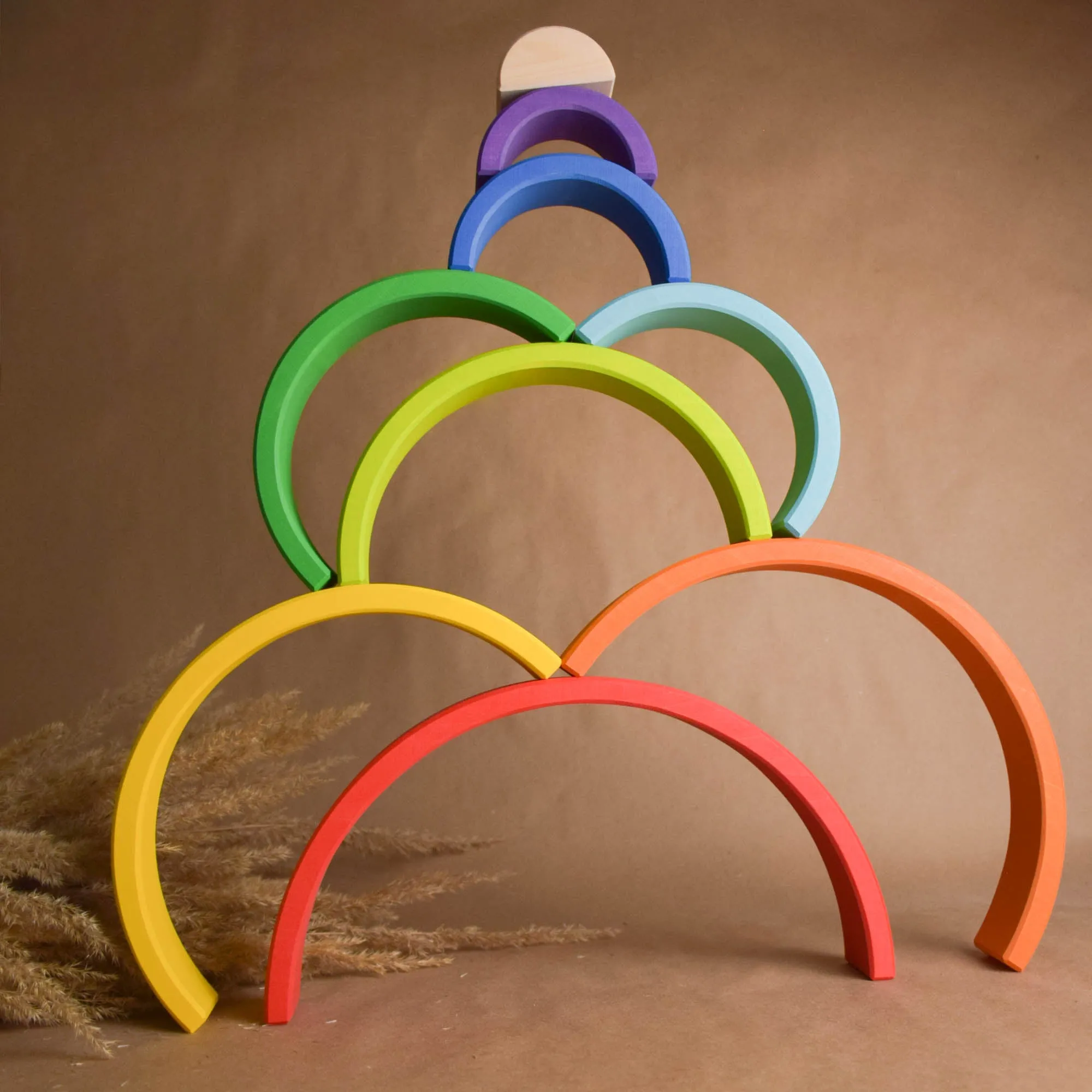 Montessori Wooden Rainbow Stacker Toy 9 pc.