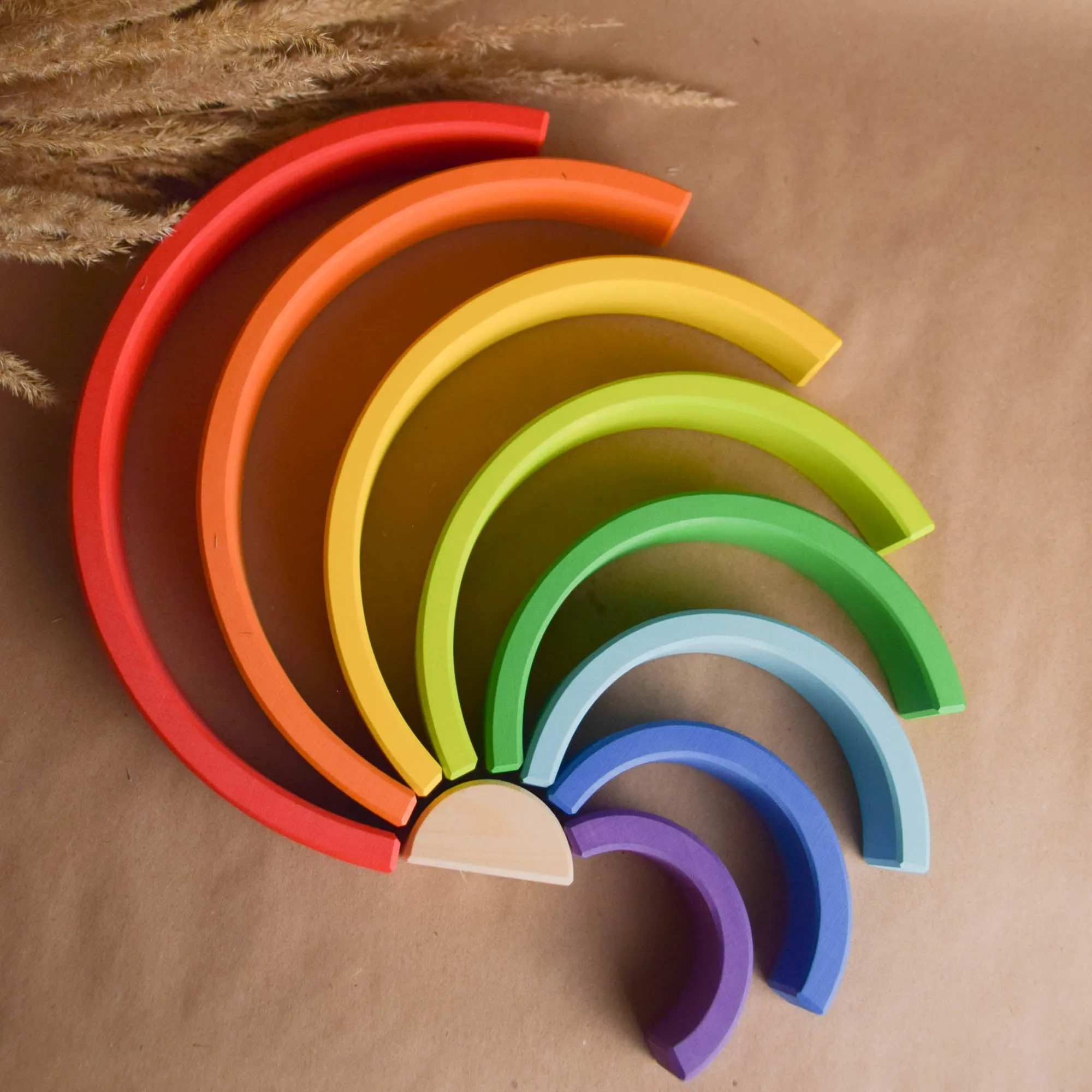 Montessori Wooden Rainbow Stacker Toy 9 pc.