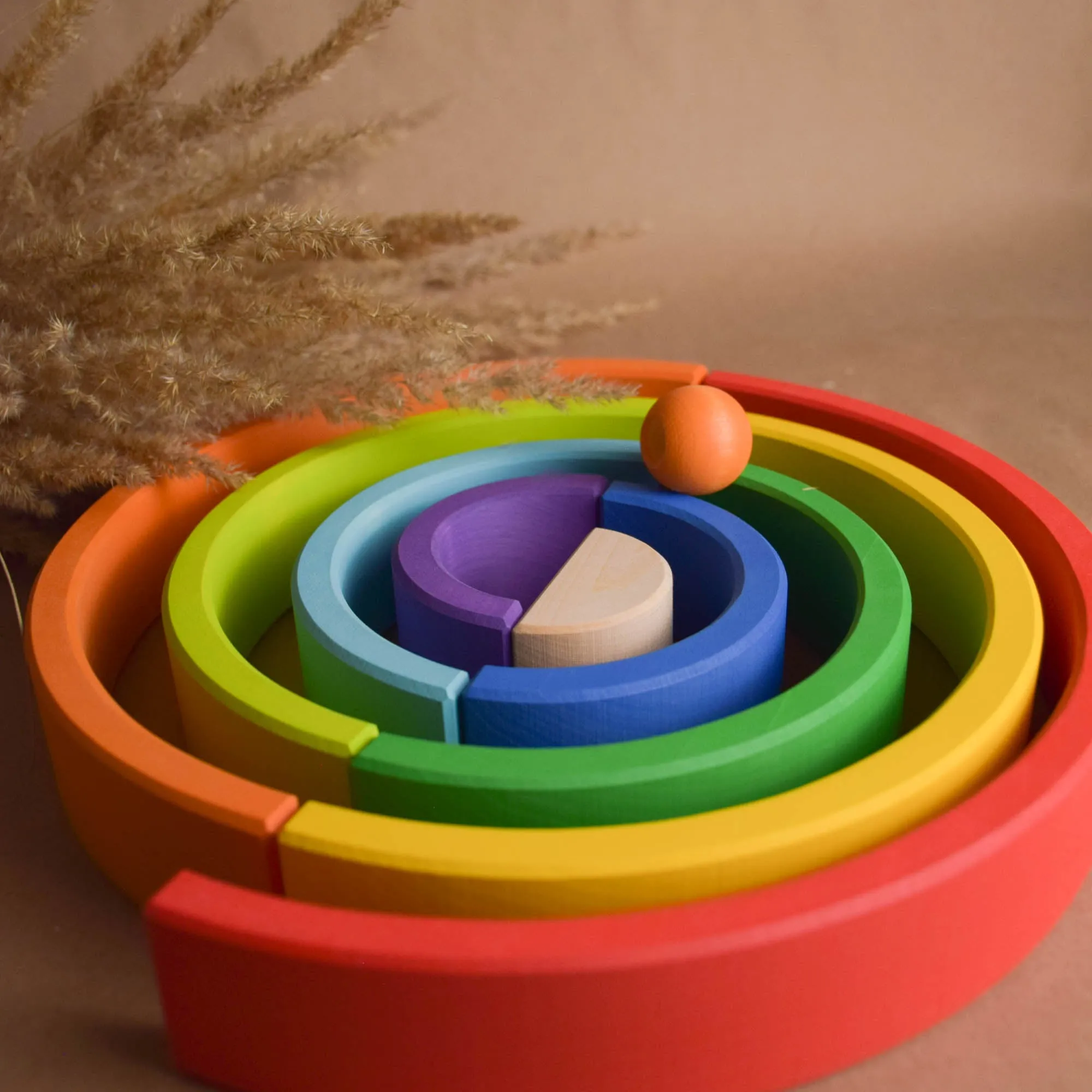 Montessori Wooden Rainbow Stacker Toy 9 pc.