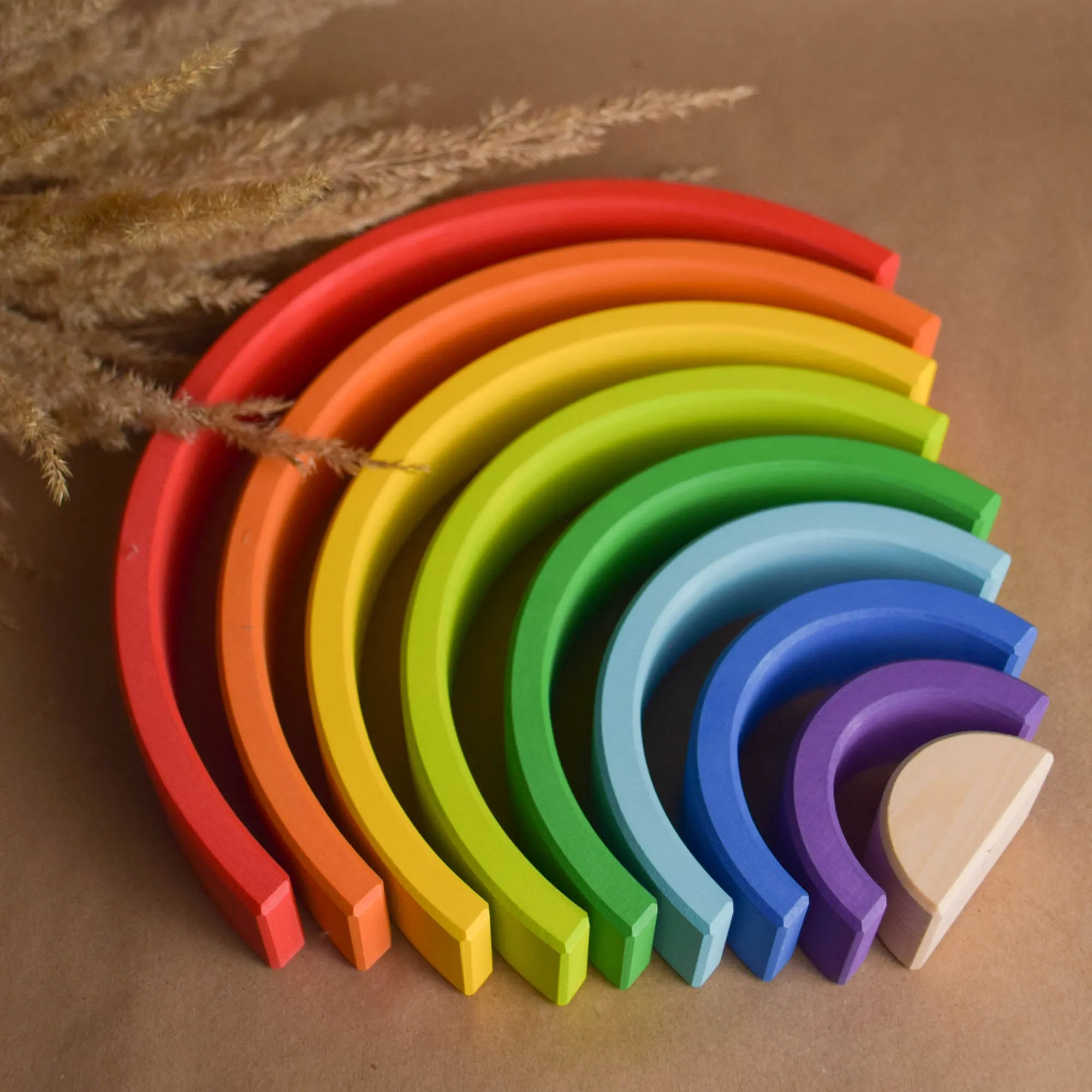 Montessori Wooden Rainbow Stacker Toy 9 pc.