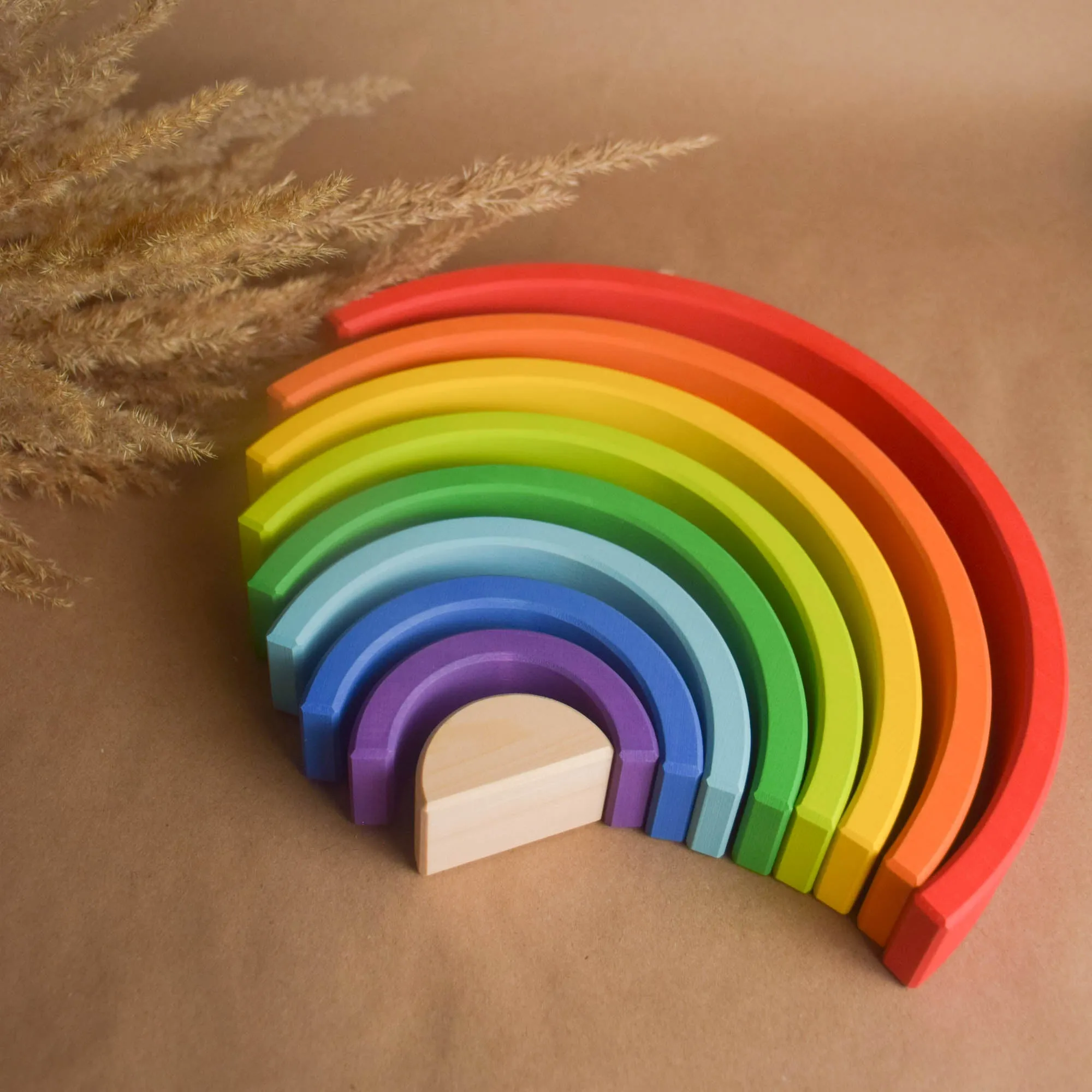 Montessori Wooden Rainbow Stacker Toy 9 pc.