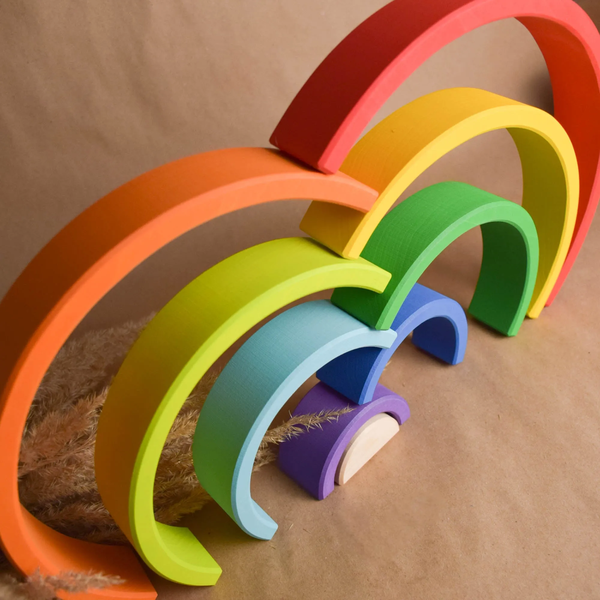 Montessori Wooden Rainbow Stacker Toy 9 pc.