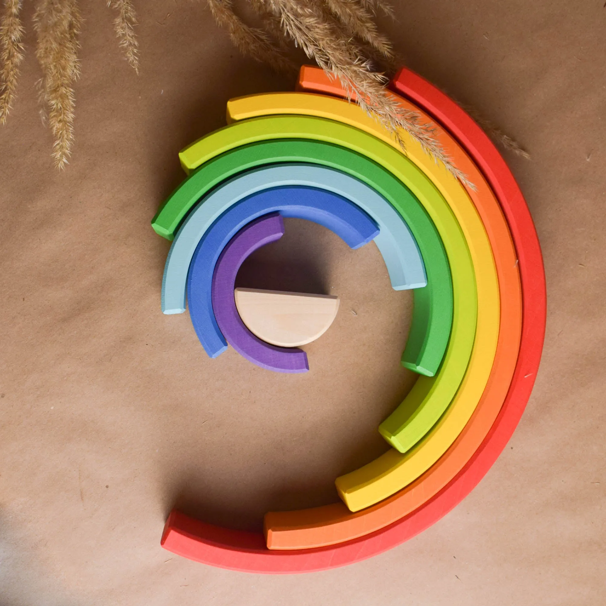 Montessori Wooden Rainbow Stacker Toy 9 pc.
