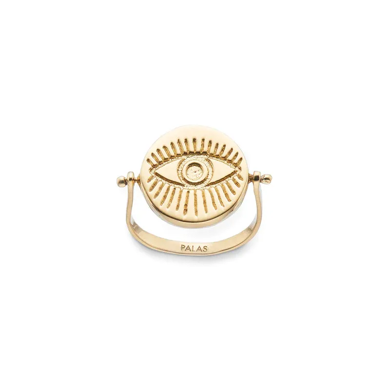 MOTHER OF PEARL EVIL EYE SPINNING RING