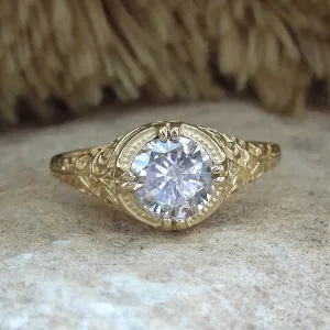 MOUNTING ONLY: Edwardian Style White or Yellow Gold Filigree Mounting for a Large Stone (7.5mm)