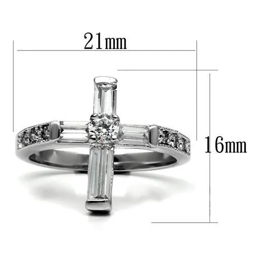 MT1782 - Cross Crystal Baguettes with Round Center Stone - April Birthstone