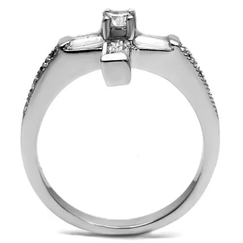 MT1782 - Cross Crystal Baguettes with Round Center Stone - April Birthstone