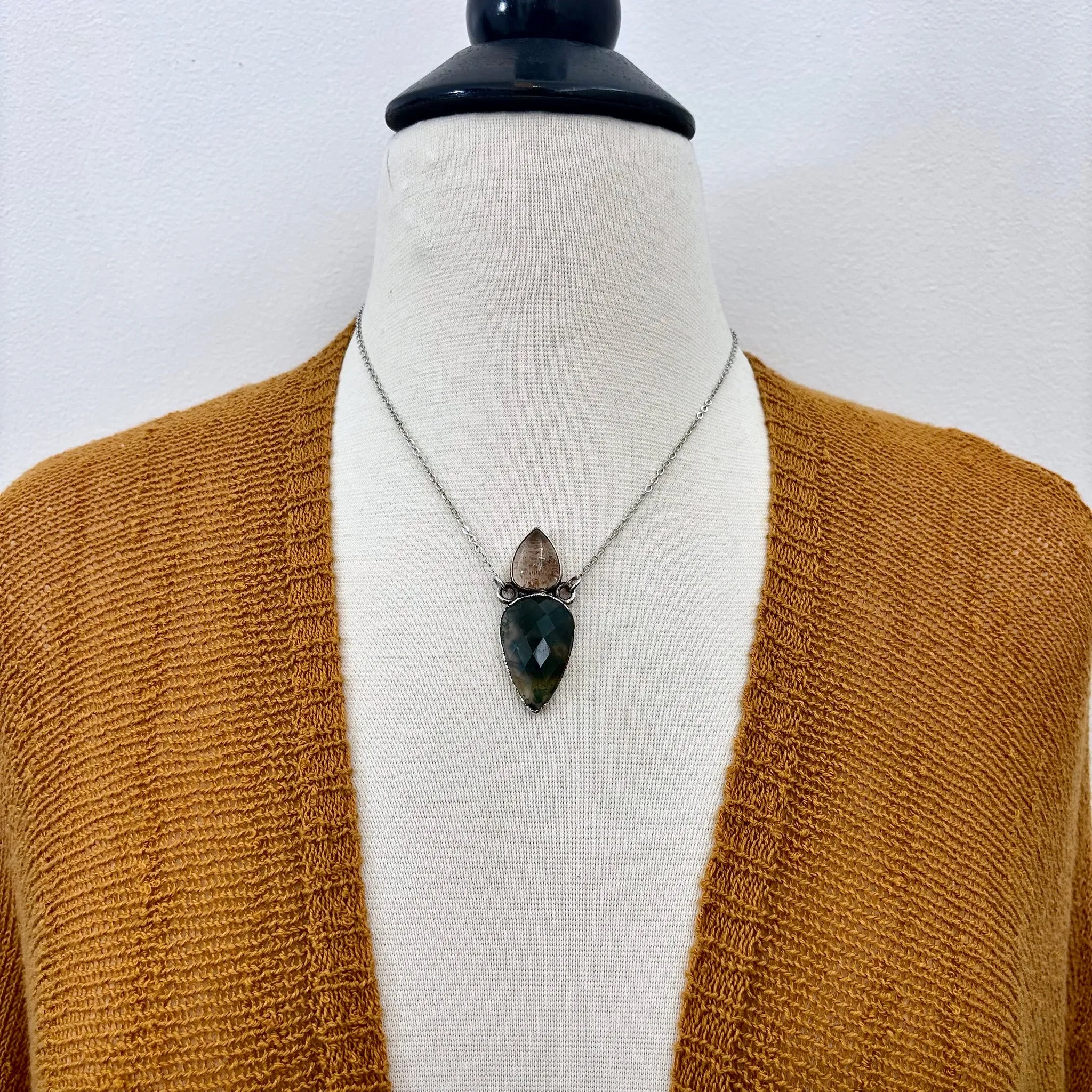 Multi Stone Garden Quartz Moss Agate Necklace Silver / Foxlark Collection