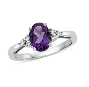 Multi Stone Solitaire Accents Sterling Silver Engagement Ring