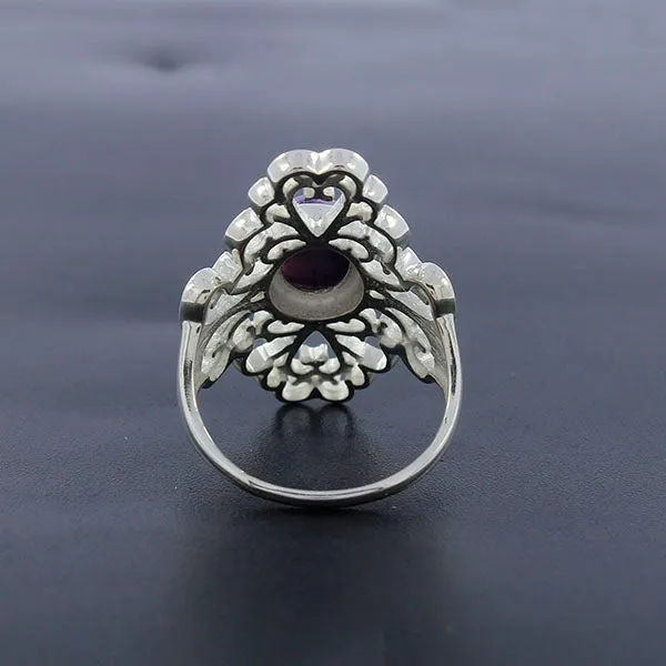 Natural Rainbow Moonstone Silver Rings