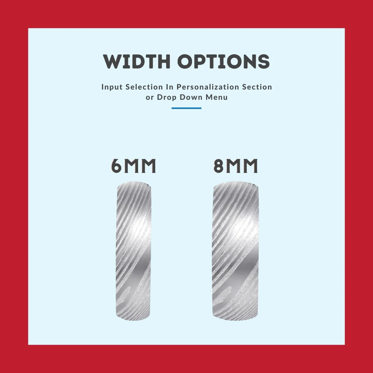 NEPTUNE | Blue Tungsten Ring, Silver Damascus Steel, Domed