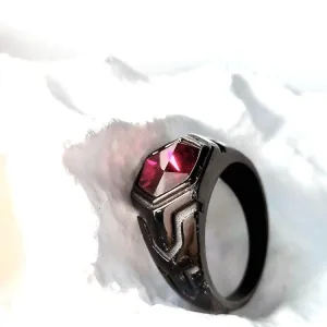 New Stainless Steel Electroplated Ruby Ring Wholesale European And American Retro Men's And Women's Titanium Steel Ring Cross-border Hot Sale