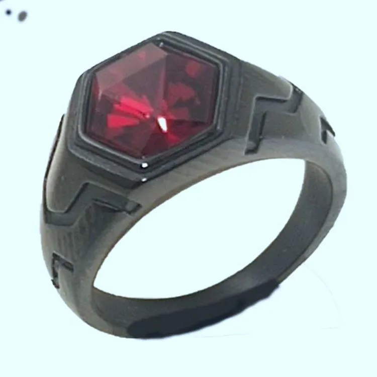 New Stainless Steel Electroplated Ruby Ring Wholesale European And American Retro Men's And Women's Titanium Steel Ring Cross-border Hot Sale