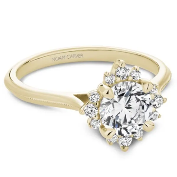 Noam Carver Compass Set Halo Round Cut Engagement Ring