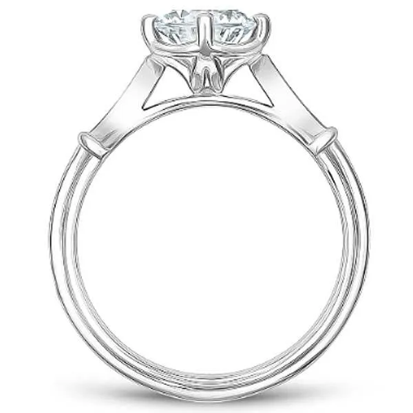 Noam Carver Compass Set Round Four Prong Diamond Engagement Ring