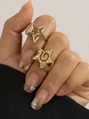 Normcore Adjustable Hollow Star Shape Rings Accessories