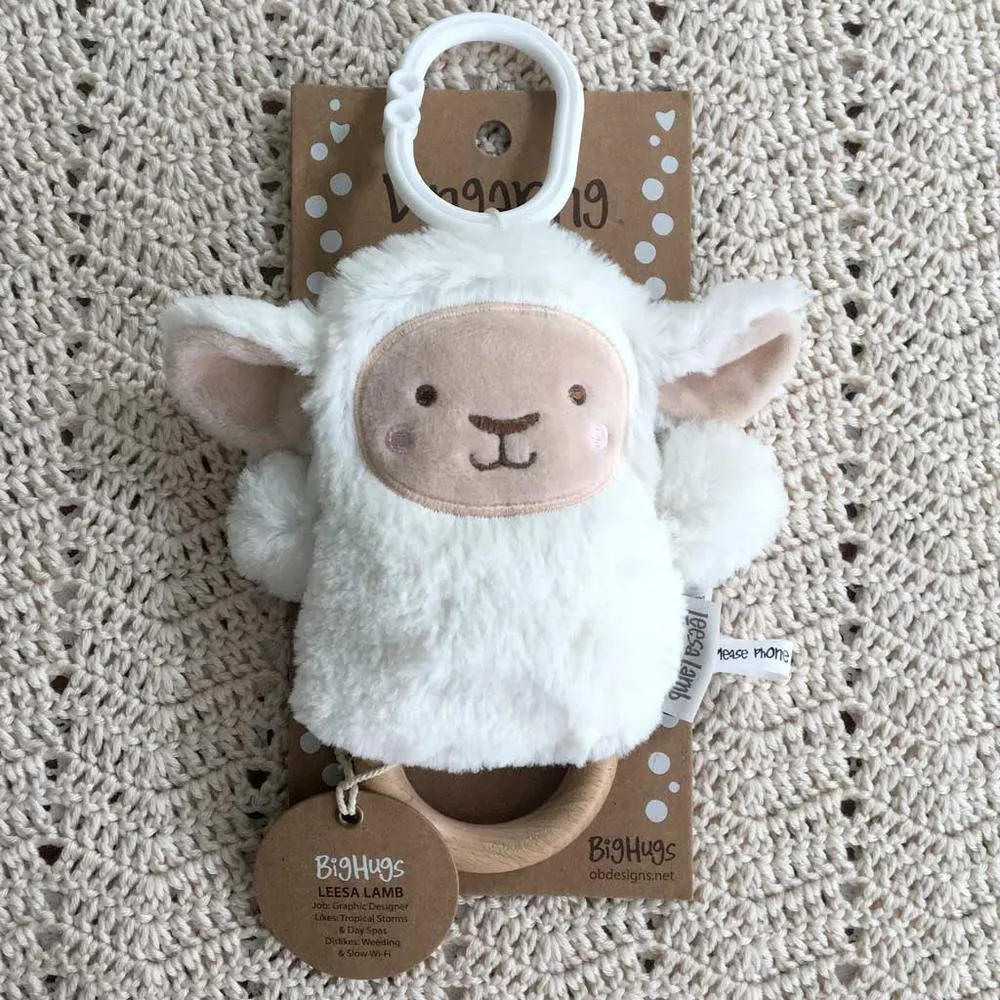 O.B. Designs Dingaring Leesa Lamb Wooden Teether