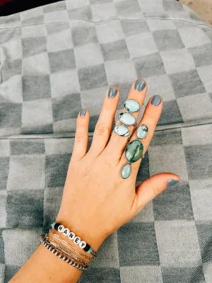 OOAK SS   Turq Adjustable Triple Ring