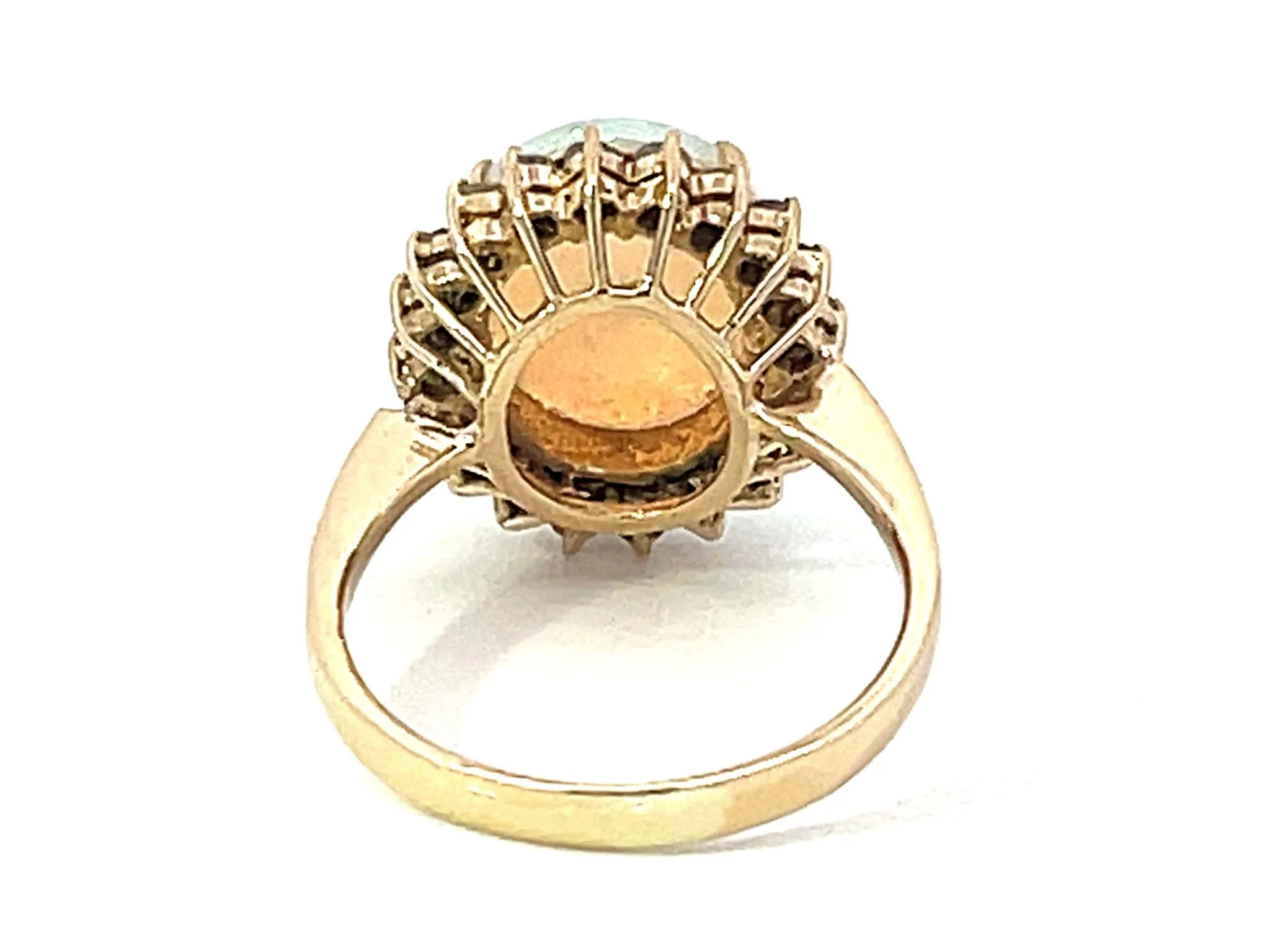 Opal and Diamond Halo Ring in 14k Yellow Gold