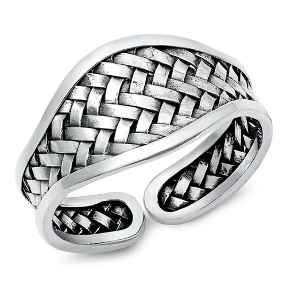 Open Braided Whicker Classic Ring New .925 Sterling Silver Band Sizes 6-10