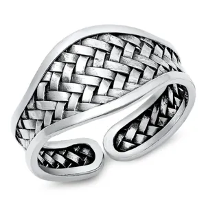 Open Braided Whicker Classic Ring New .925 Sterling Silver Band Sizes 6-10