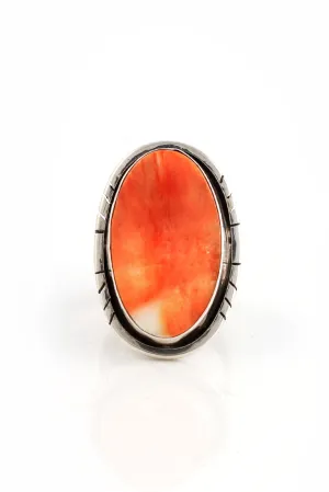 Orange Spiny Shell Navajo Ring (Size 8)