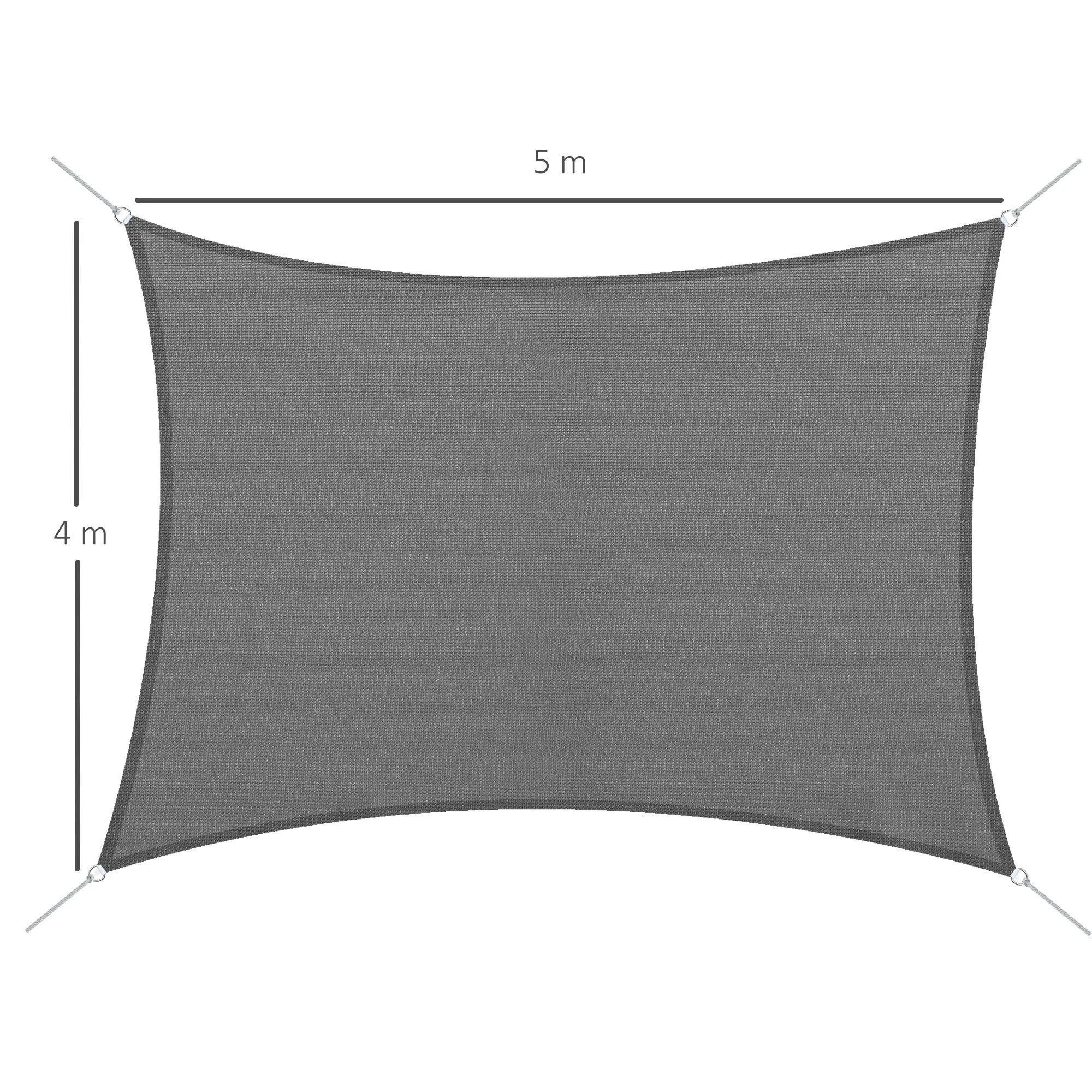Outsunny 5 x 4m Sun Shade Sail Rectangle Canopy Outdoor Sunscreen Awning with Mounting Ropes for Garden