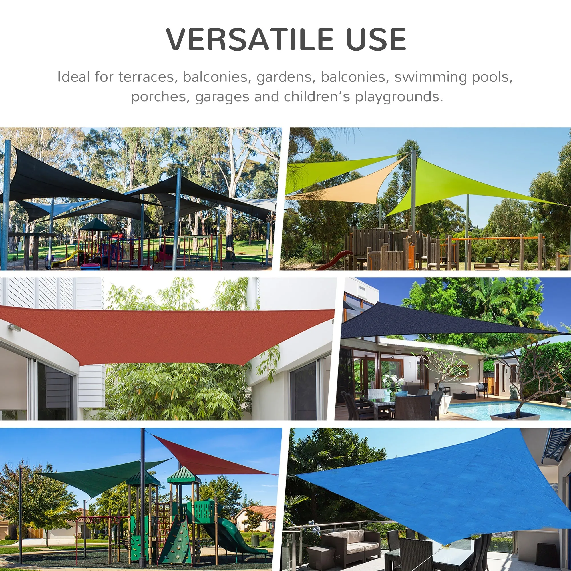 Outsunny 5 x 4m Sun Shade Sail Rectangle Canopy Outdoor Sunscreen Awning with Mounting Ropes for Garden