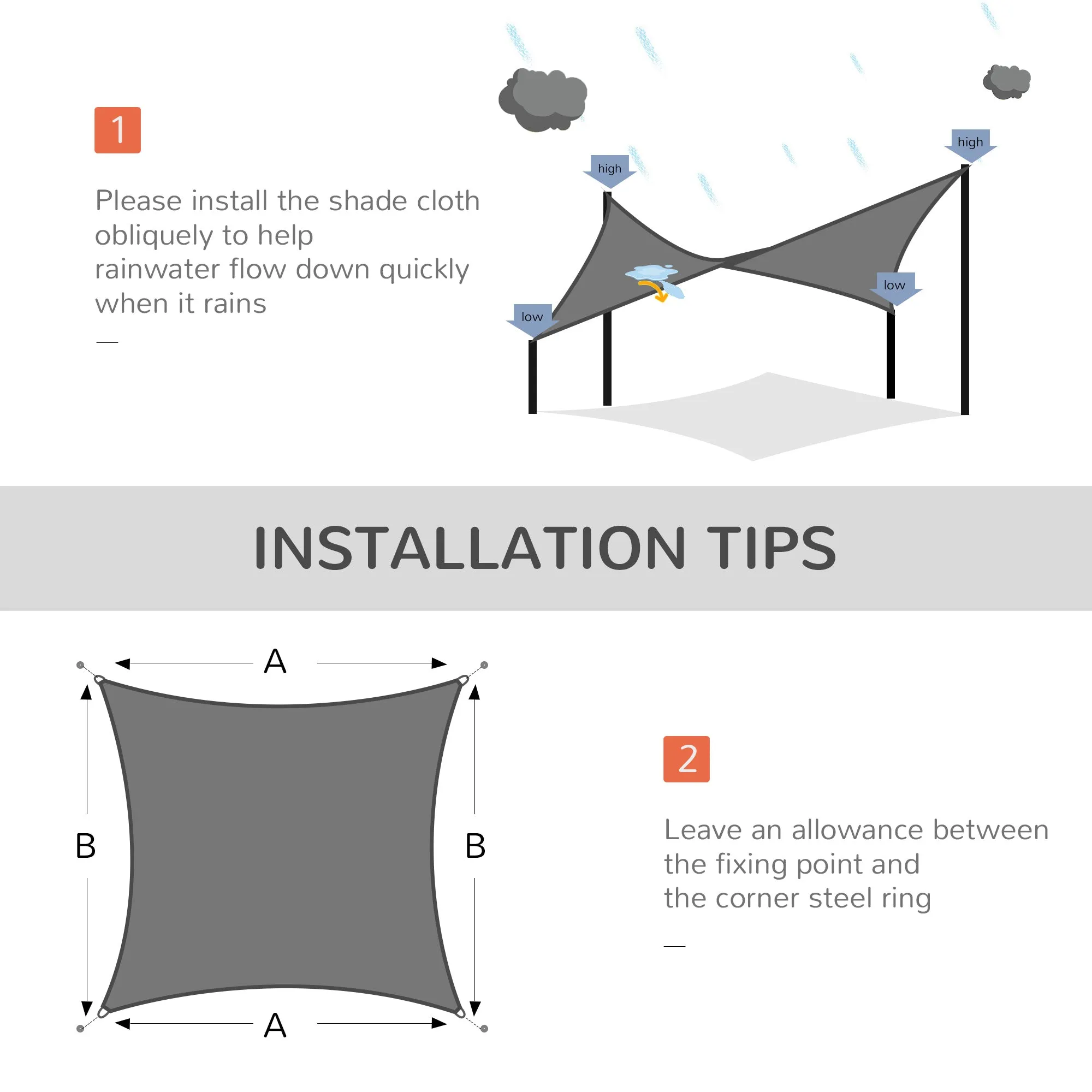 Outsunny 5 x 4m Sun Shade Sail Rectangle Canopy Outdoor Sunscreen Awning with Mounting Ropes for Garden