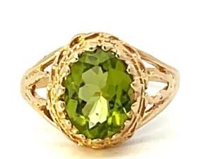 Oval Peridot Ring in 14k Yellow Gold