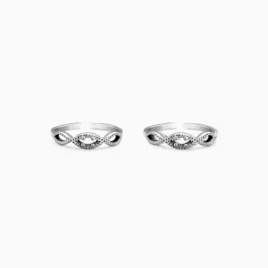 Oxidised Silver Gurbani Toe Rings