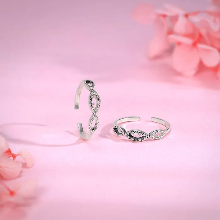 Oxidised Silver Gurbani Toe Rings