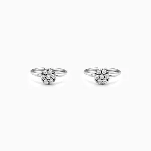 Oxidised Silver Round Floral Toe Rings