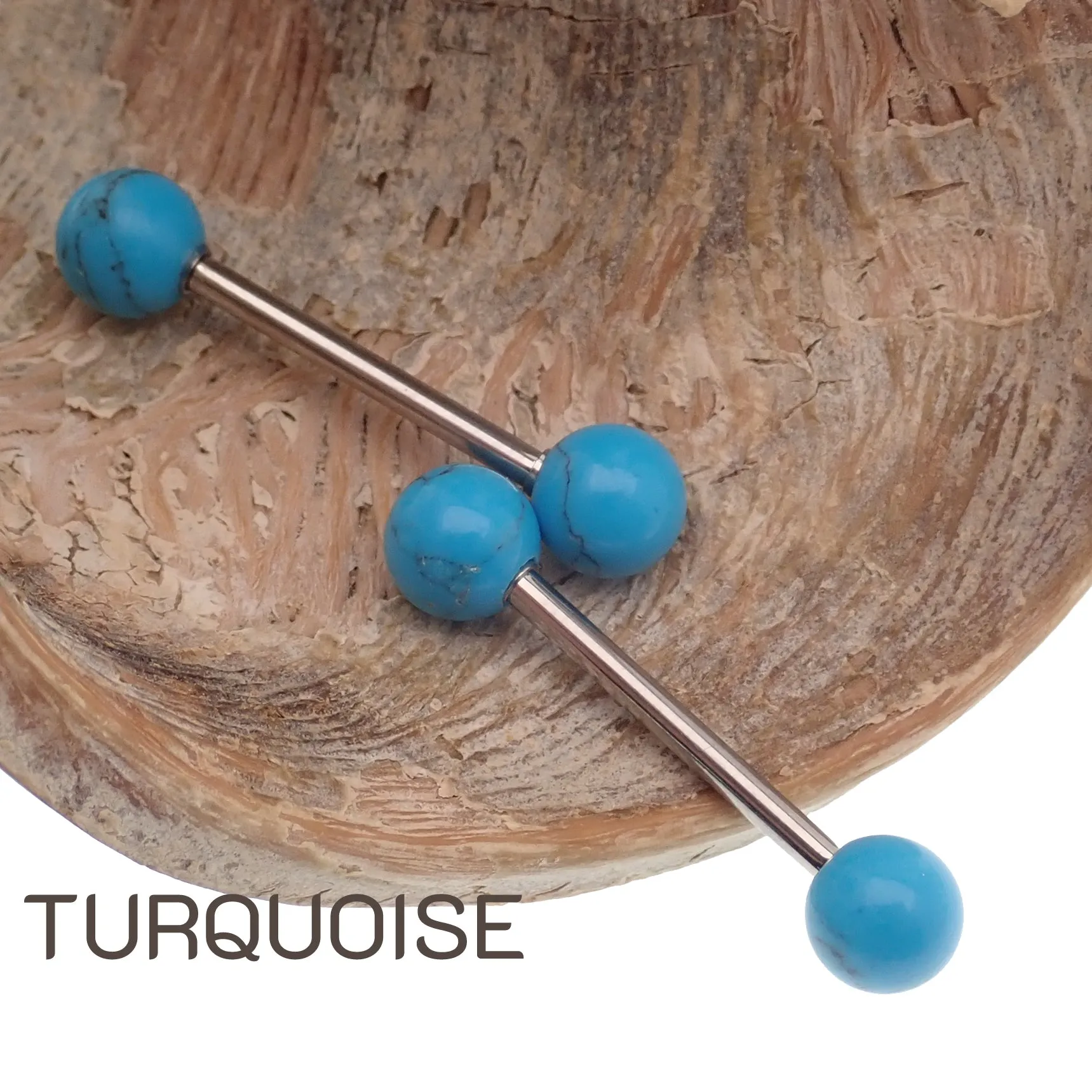 Pair Natural Stone Nipple Piercings Titanium 14g