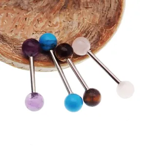 Pair Natural Stone Nipple Piercings Titanium 14g