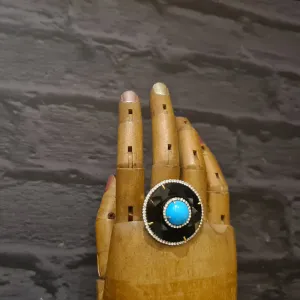 Pastel Blue And Onyx Stone Cocktail Ring