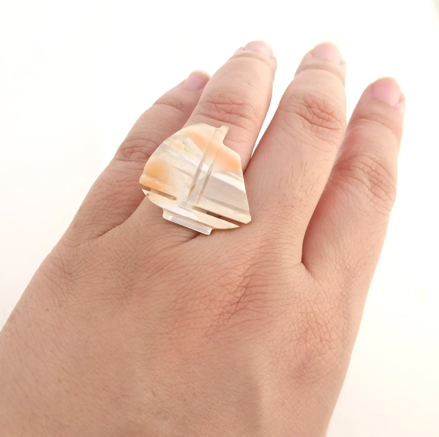 Peach shell boat ring